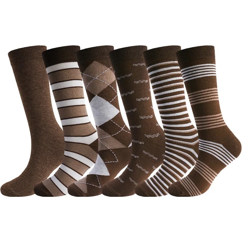 Vintage Fashion Knitwear - 6 Pairs Vintage Brown Argyle Striped