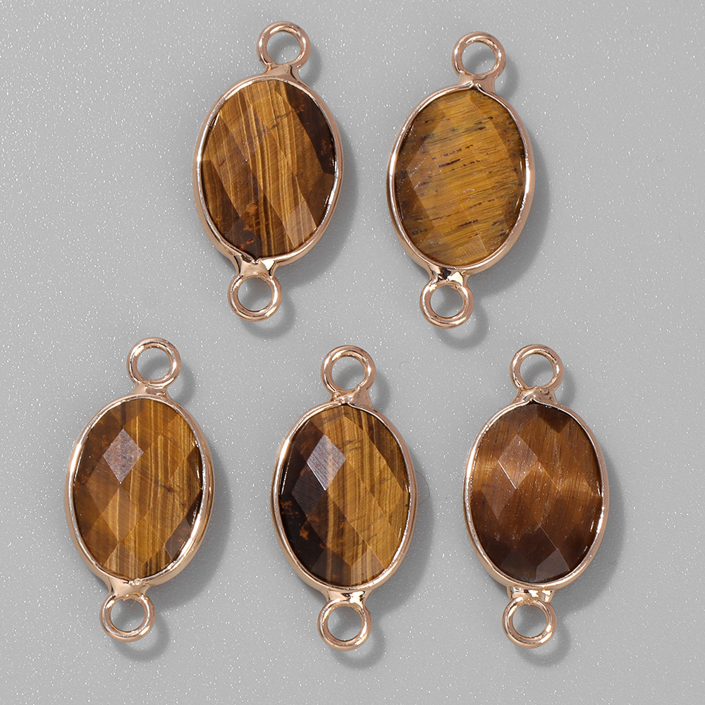 Vintage Fashion Nova - 3Pcs Faceted Natural Stone Pendants Tiger