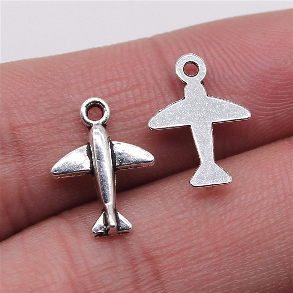 Vintage Fashion Nova - 10pcs 11x15mm Antique Silver Color Aircraft