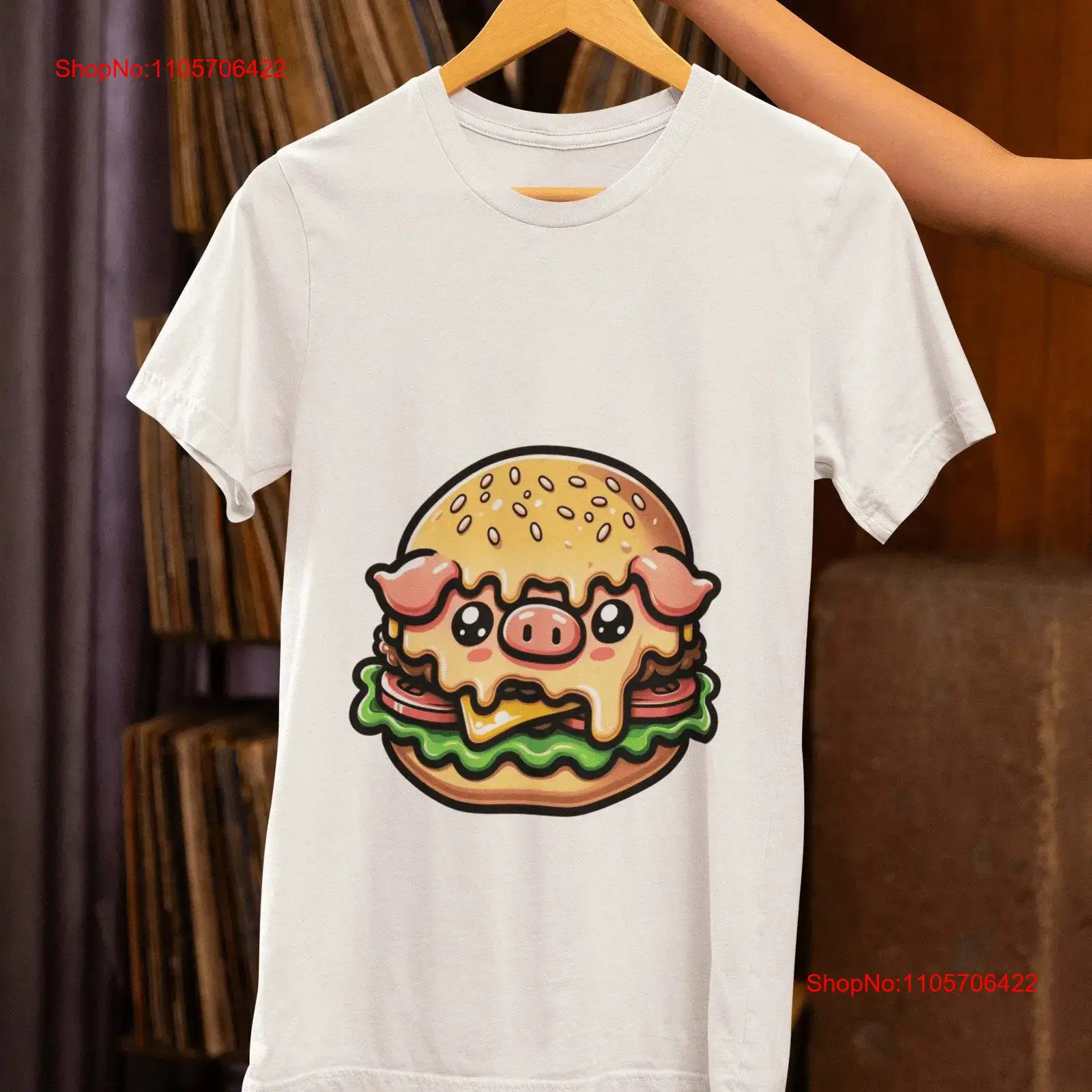 Quirky Vintage Fashion - Whimsical Pig Burger T Shirt Cute