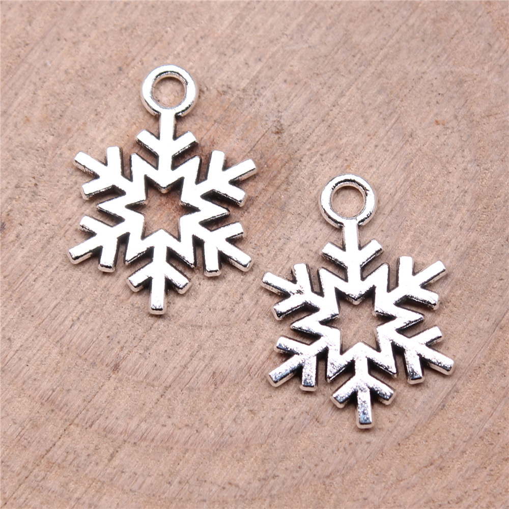 Vintage Fashion Nova - 40pcs 19x14mm(0.75x0.55inch) Antique Silver Color Snowflake