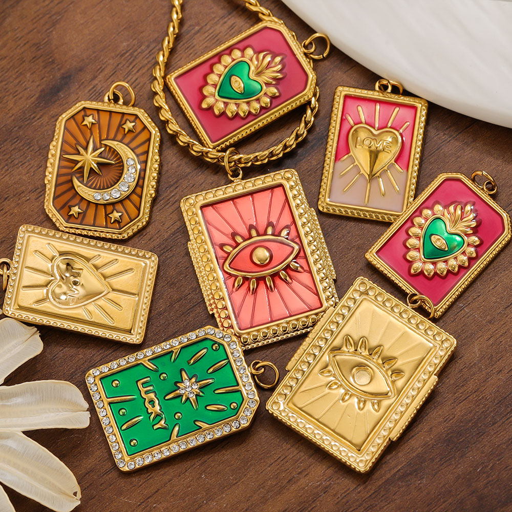 Vintage Fashion Earrings - 2pcs Stainless Steel Charms Dripping Oil