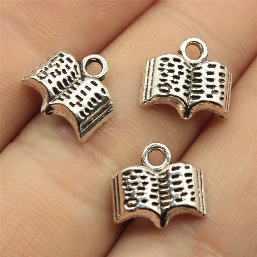 Vintage Fashion Books - 20pcs 11x12mm Antique Silver Color Book