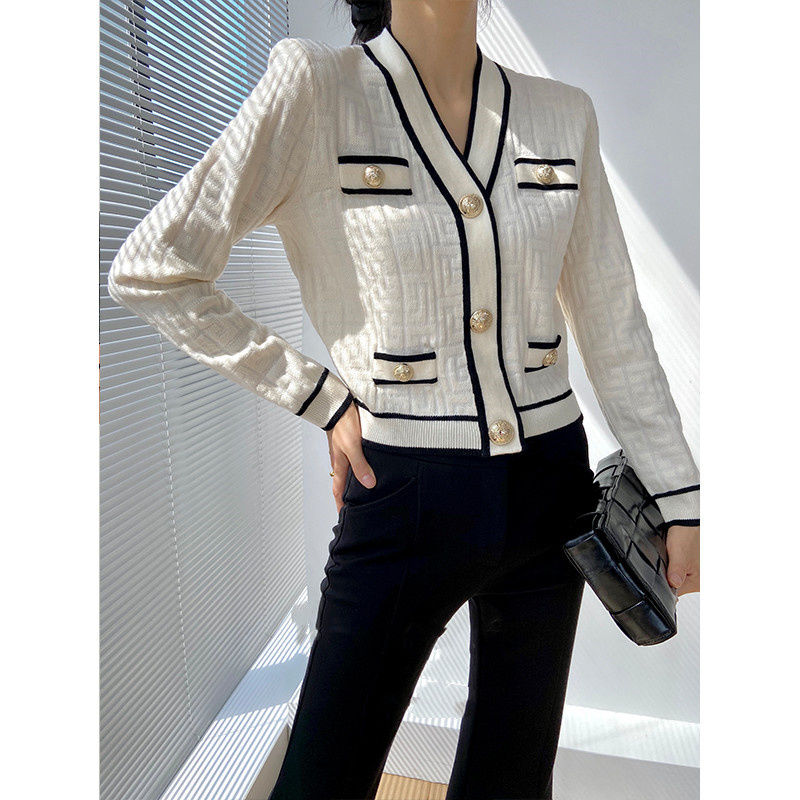 Spring Autumn New V-neck Long  - đánh giá và giá Crop Cardigan Vintage