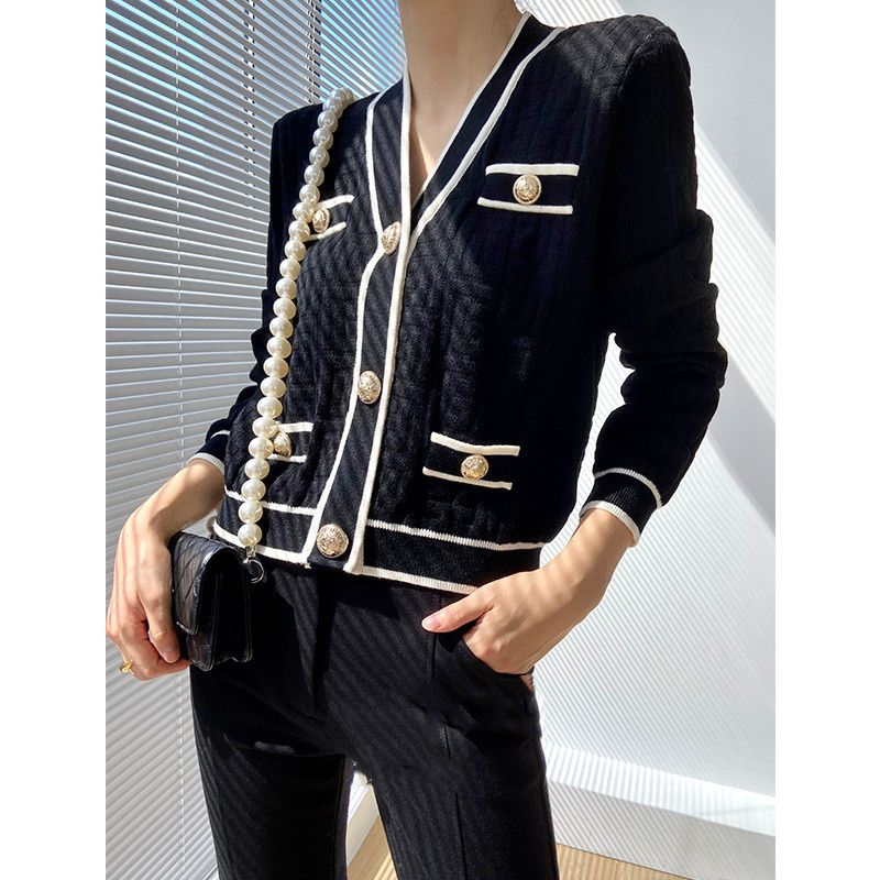 Spring Autumn New V-neck Long  - đánh giá và giá Crop Cardigan Vintage
