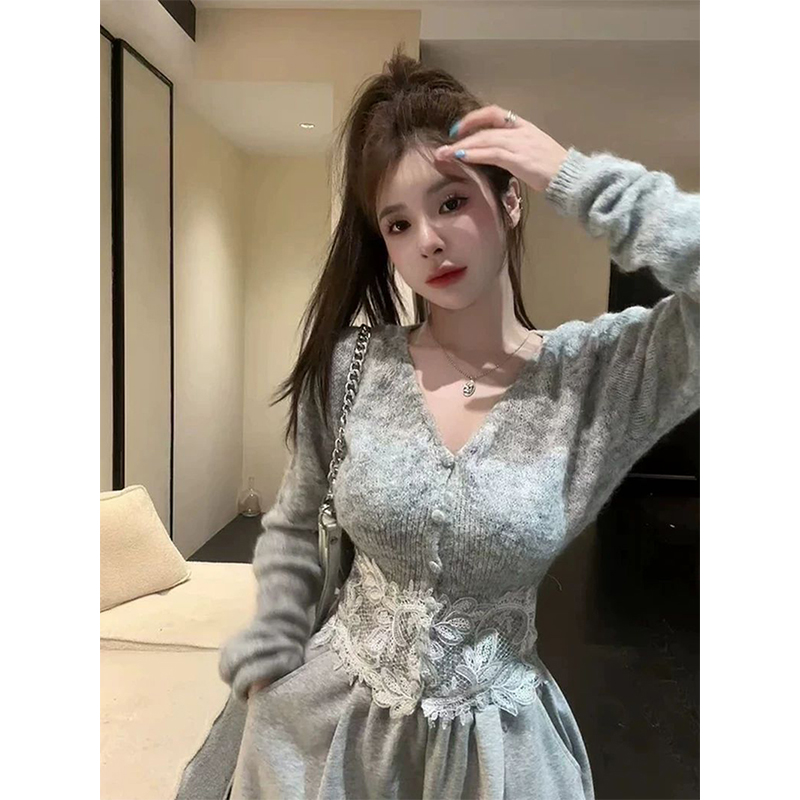 Cropped Lace Knitted Cardigan  - đánh giá và giá Crop Cardigan Vintage
