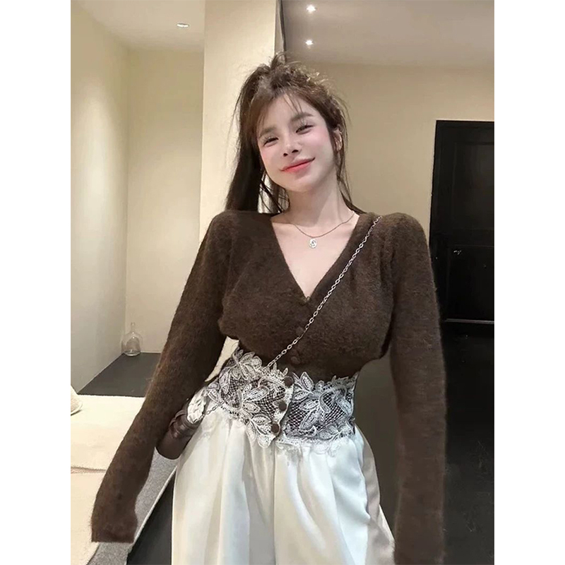 Cropped Lace Knitted Cardigan  - đánh giá và giá Crop Cardigan Vintage