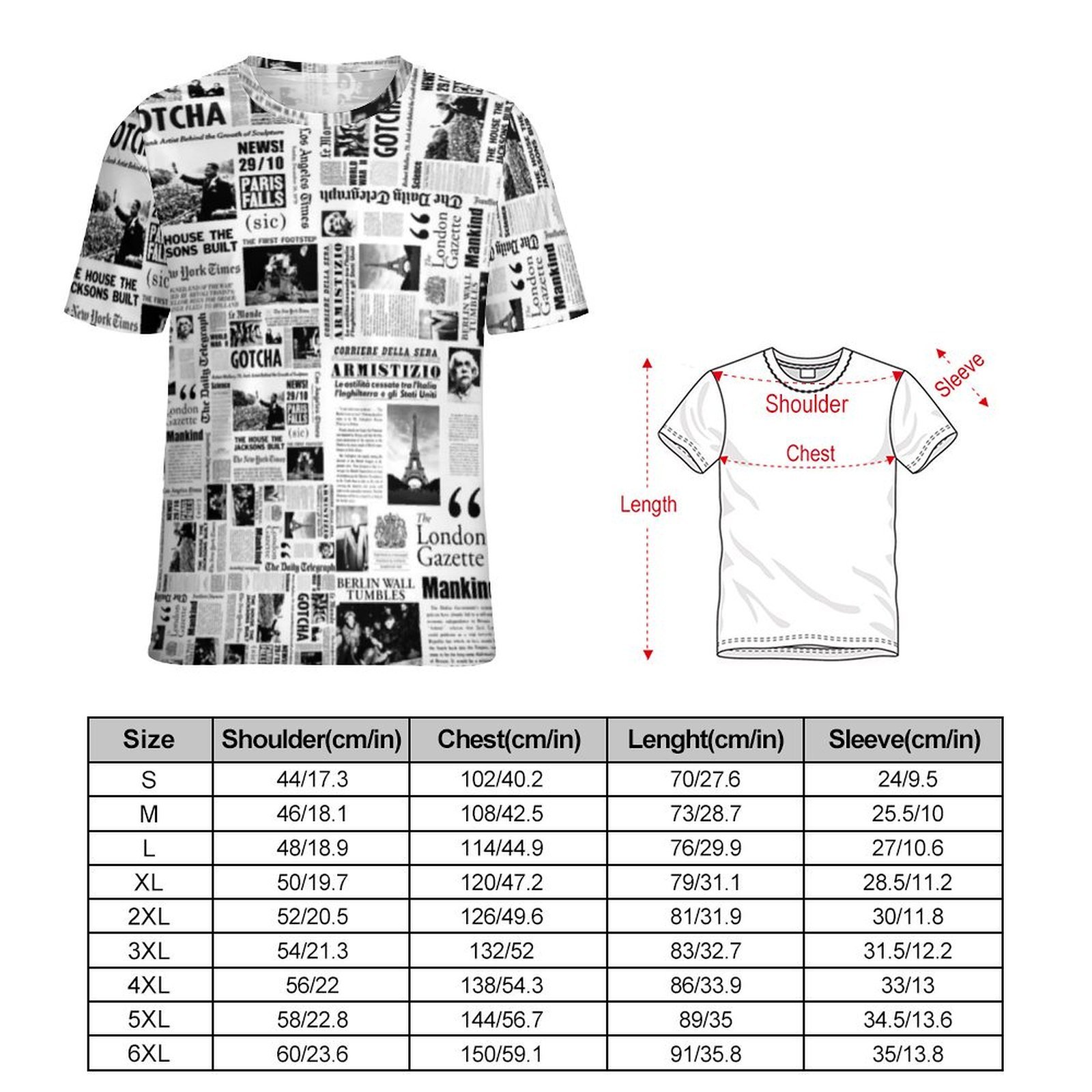 Men Vintage Newspaper T Shirt  - đánh giá và giá Vintage Fashion Newspaper