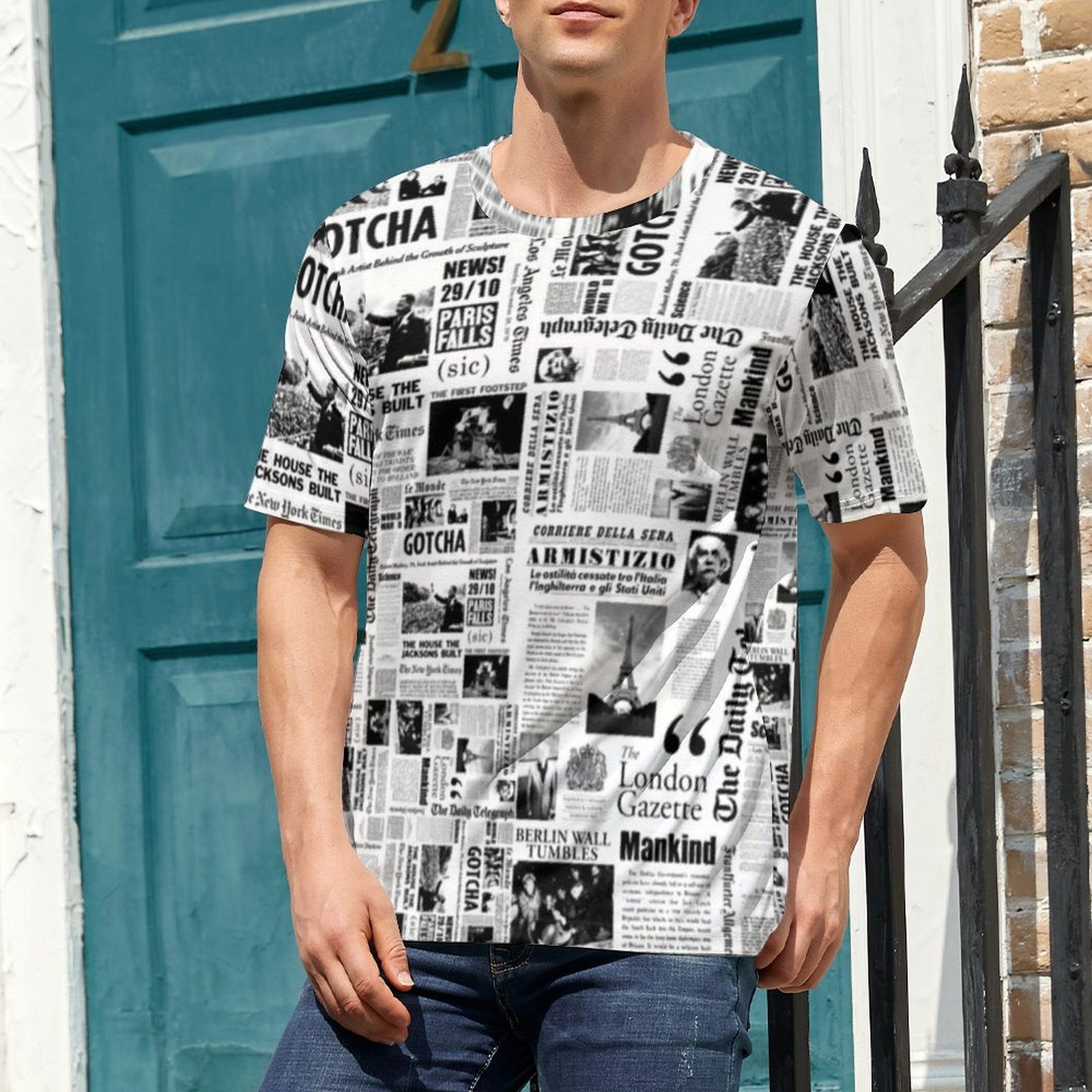 Men Vintage Newspaper T Shirt  - đánh giá và giá Vintage Fashion Newspaper