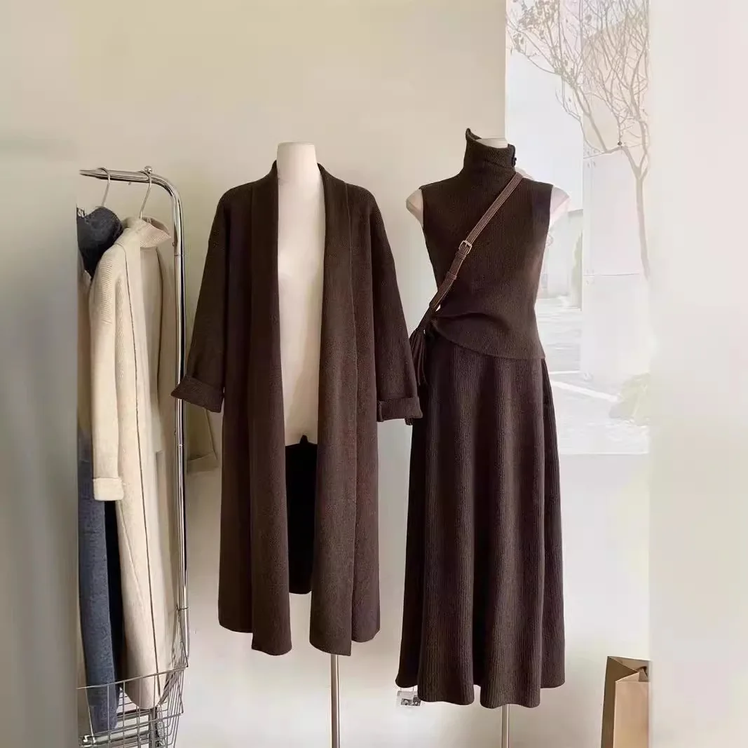 Three Piece Sets Women Long Sw - đánh giá và giá Vintage Fashion Knitwear